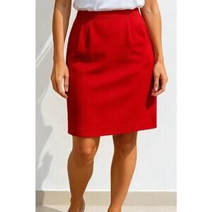 2/$15 NWT Vintage Sag Harbor Pleated Pencil Skirt Red Classic Petite Size 6P